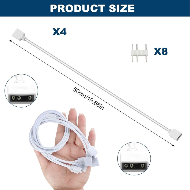 TNJPSEK 3Pin ARGB Spliter Cables with Male Pins, Female to Female Addressable RGB Spliter Extension Cable, 3-Pin RGB Splitter for 5V Computer Chassis PC Fans CPU Coolers Heat Sink (1-to-1 White 20in) - Image 5